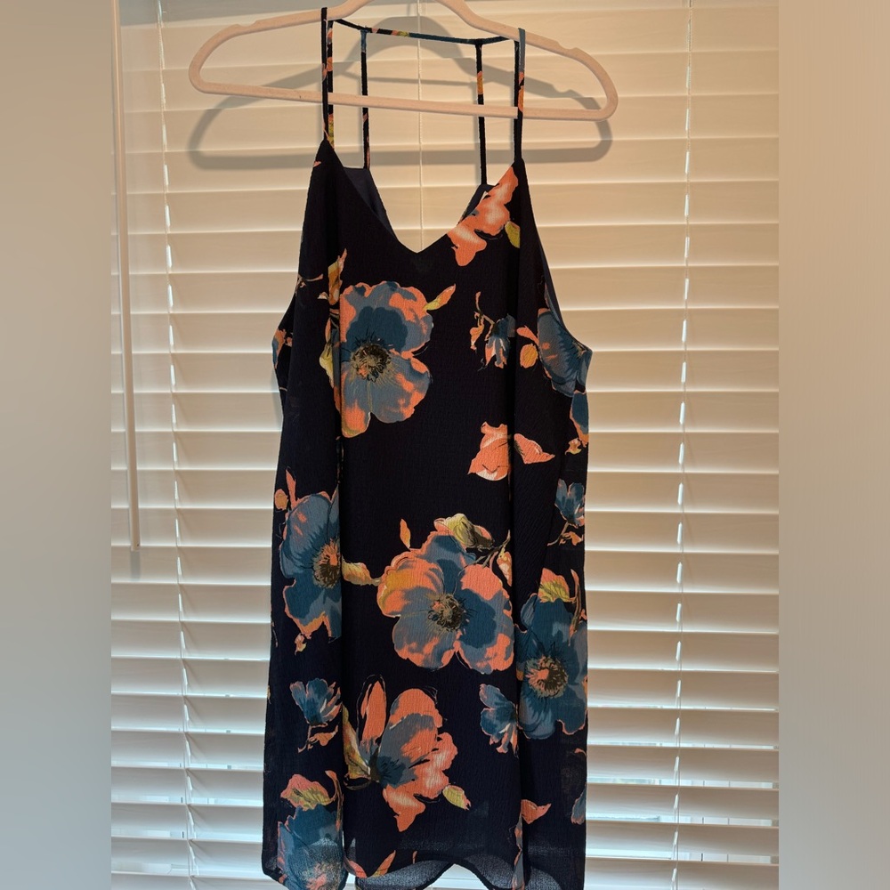 Women’s Peach Love Navy Blue Sundress Above Knee Length, Size L